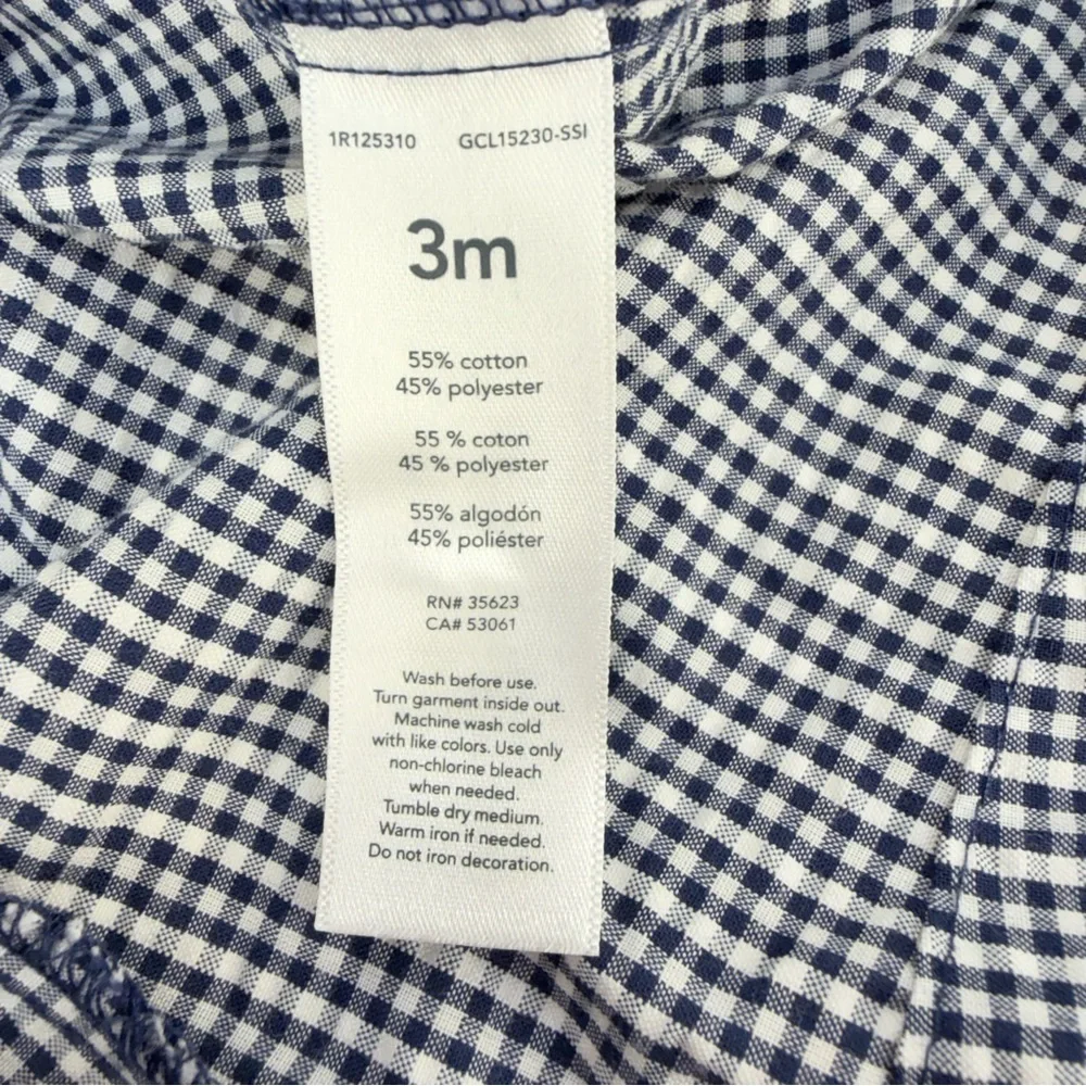 Carter’s 3M Gingham Romper +‎ Hat Baby Outfit Blue White Pre-Owned